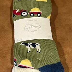 CozySocks Farm-Themed Crew Socks, New , 2 pairs